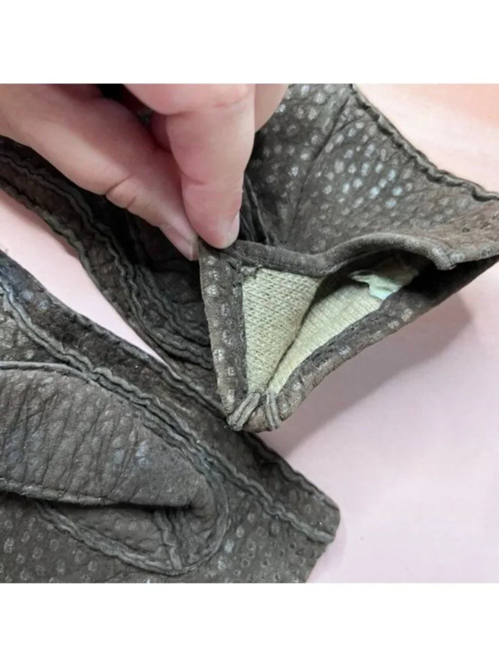 Cashmere Lined Suede Textured Leather Winter Gloves